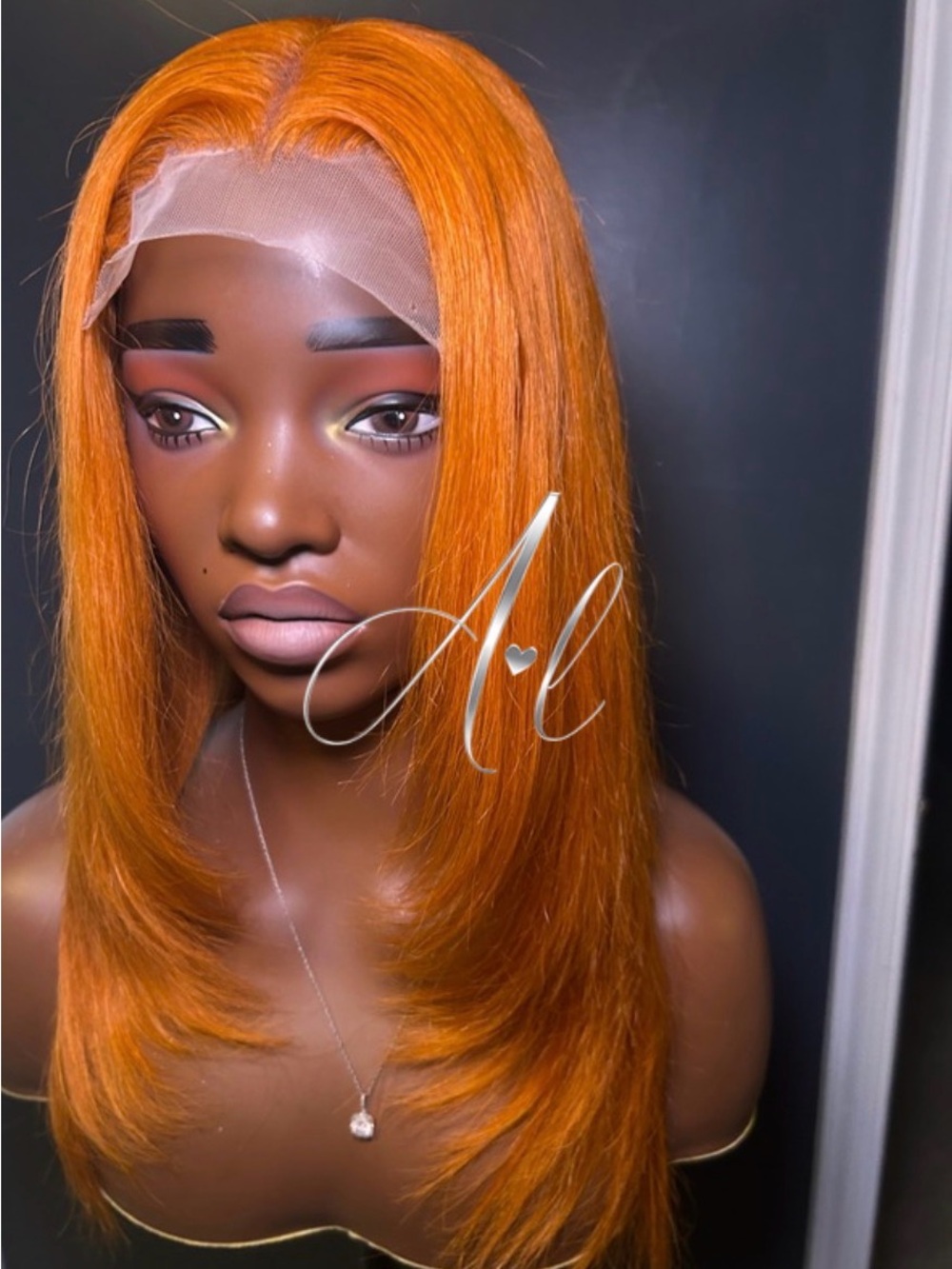 18” body wave ginger-orange 5x5 transparent lace virgin hair wig